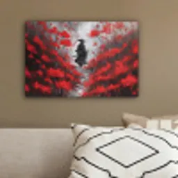 Rode bloemen - mistig - Man canvas 2cm klein -sfeer3