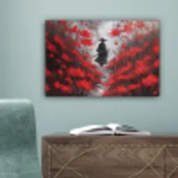Rode bloemen - mistig - Man canvas 2cm klein -sfeer4