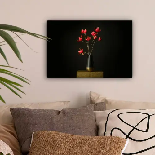 Rode - Bloemen - Vaas canvas 2cm klein -sfeer1