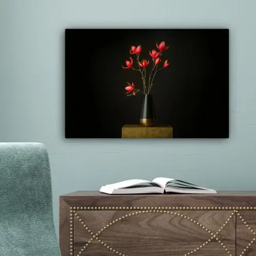 Rode - Bloemen - Vaas canvas 2cm klein -sfeer4
