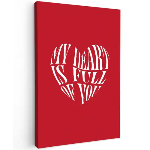 Rood - Hart- Tekst - Valentijn canvas 2cm klein -z3d
