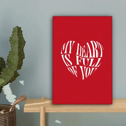 Rood - Hart- Tekst - Valentijn canvas 2cm klein -sfeer4