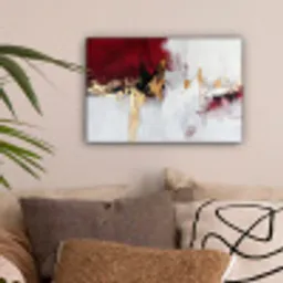 Rood - Marmer - Abstract - Goud - Modern canvas 2cm klein -sfeer1