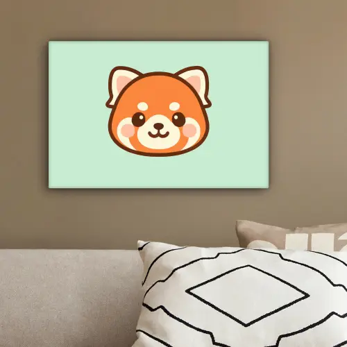 Rode panda - Groen - Cartoon canvas 2cm klein -sfeer3