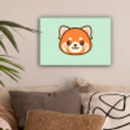 Rode panda - Groen - Cartoon canvas 2cm klein -sfeer1