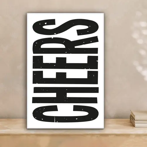 Retro - Cheers - Zwart - Decoratie canvas 2cm klein -sfeer1