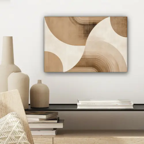 Retro - Geometrische lagen - Aardetinten canvas 2cm klein -sfeer6