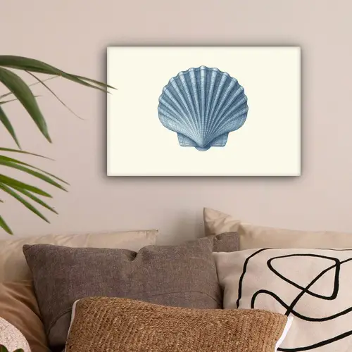 Ribbels - Blauw - Schelp canvas 2cm klein -sfeer1