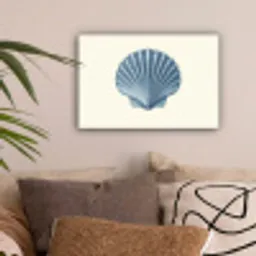 Ribbels - Blauw - Schelp canvas 2cm klein -sfeer1