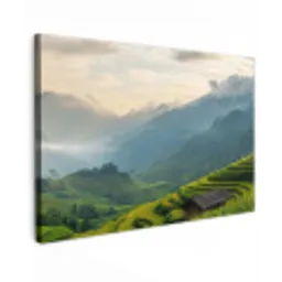 Rijstvelden - Bergen - Groen - Natuur canvas 2cm klein -z3d