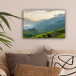Rijstvelden - Bergen - Groen - Natuur canvas 2cm klein -sfeer1