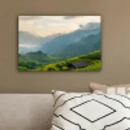 Rijstvelden - Bergen - Groen - Natuur canvas 2cm klein -sfeer3