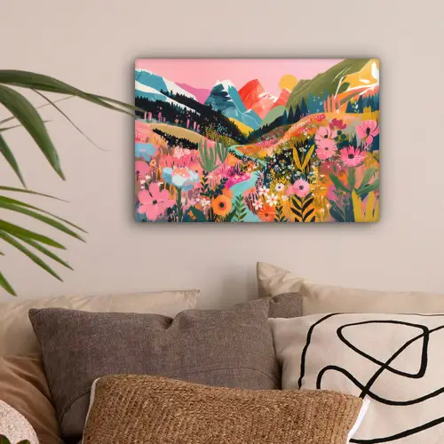 Rivier - Diepte - Bloemen canvas 2cm klein -sfeer1