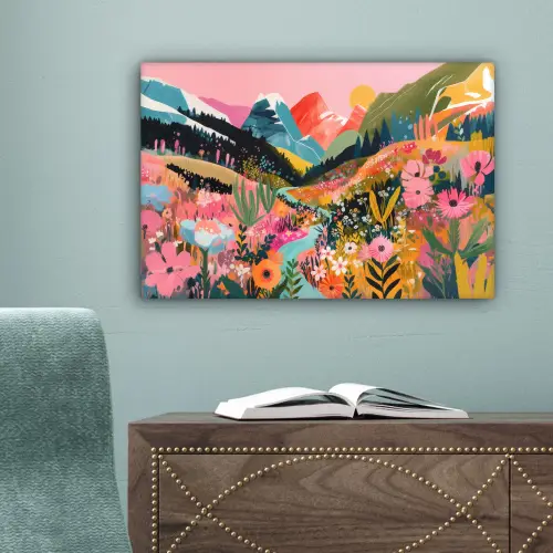Rivier - Diepte - Bloemen canvas 2cm klein -sfeer4