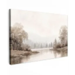 Rivierlandschap - Minimalistisch - Aardetinten canvas 2cm klein -z3d