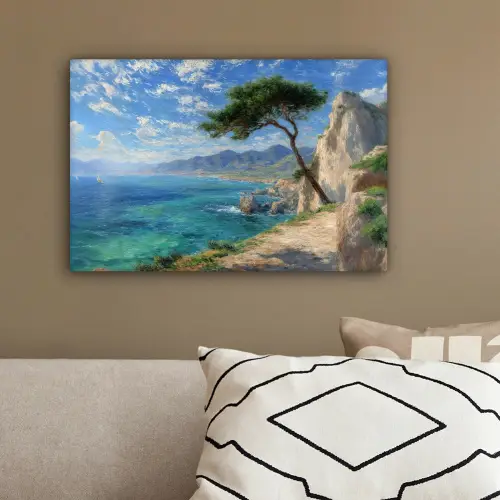 Rotsen - Kustlijn - Boom - Bergen canvas 2cm klein -sfeer3