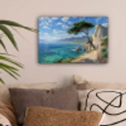 Rotsen - Kustlijn - Boom - Bergen canvas 2cm klein -sfeer1