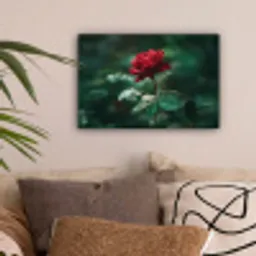 Roos - Bladeren - Dieprood canvas 2cm klein -sfeer1