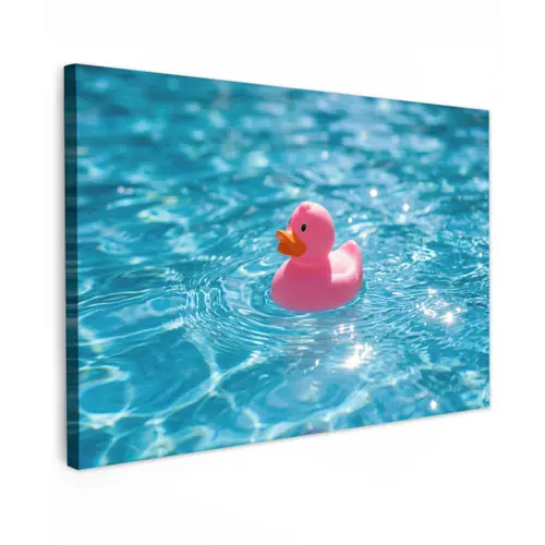 Badeend - Dobberend - Roze canvas 2cm klein -z3d