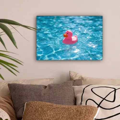 Badeend - Dobberend - Roze canvas 2cm klein -sfeer1