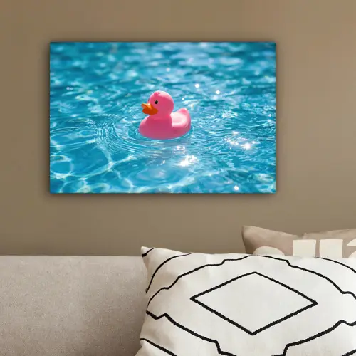 Badeend - Dobberend - Roze canvas 2cm klein -sfeer3