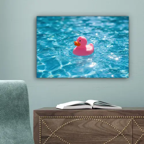 Badeend - Dobberend - Roze canvas 2cm klein -sfeer4