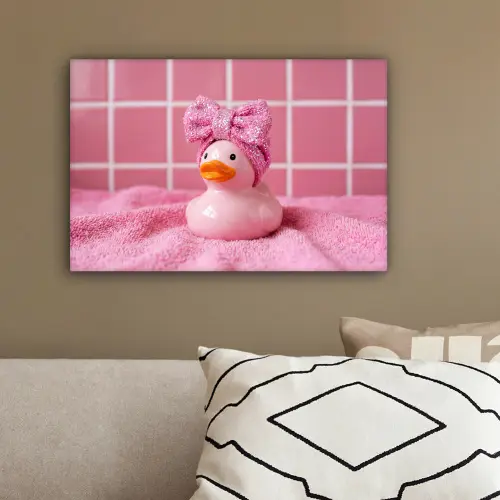 Badeend -Strik - Roze canvas 2cm klein -sfeer3