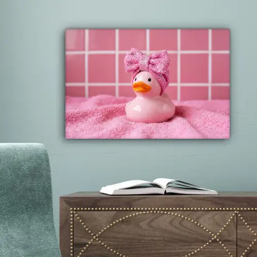 Badeend -Strik - Roze canvas 2cm klein -sfeer4