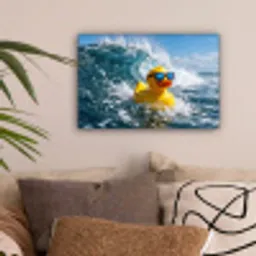 Badeend - Stoer - Golven canvas 2cm klein -sfeer1