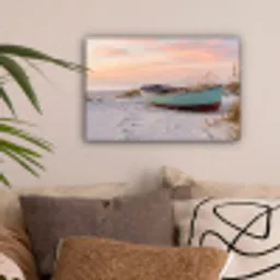 Rustiek - Roeiboot - Zandstrand canvas 2cm klein -sfeer1