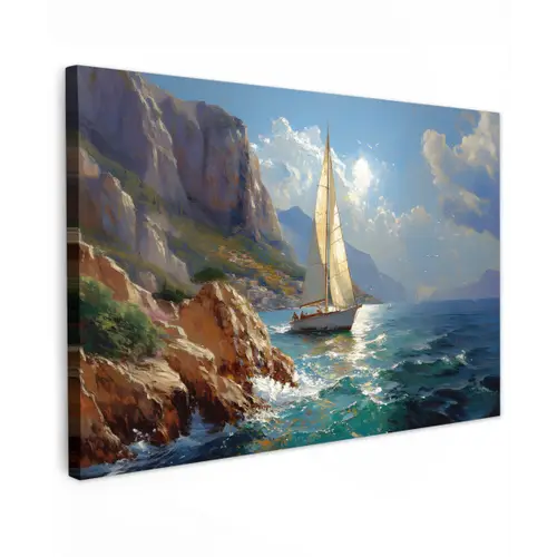 Zeilschip - Zee - Rotsen - Wolken canvas 2cm klein -z3d
