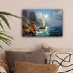 Zeilschip - Zee - Rotsen - Wolken canvas 2cm klein -sfeer1