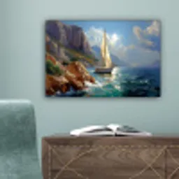 Zeilschip - Zee - Rotsen - Wolken canvas 2cm klein -sfeer4