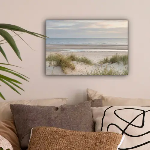Zandstrand - Bewolkt - Duinen canvas 2cm klein -sfeer1
