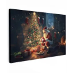 Kerstman - Haard - Donker canvas 2cm klein -z3d