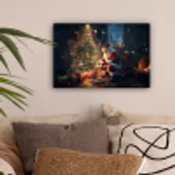 Kerstman - Haard - Donker canvas 2cm klein -sfeer1
