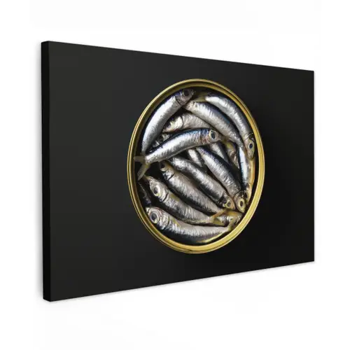 Sardines - Vissen - Rond - Zwart canvas 2cm klein -z3d
