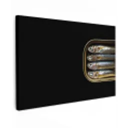 Sardines - Blik - Zwart - Vissen canvas 2cm klein -z3d