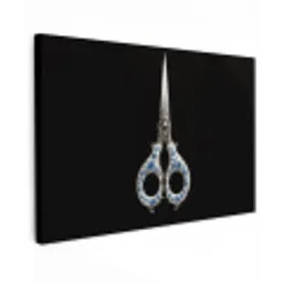 Schaar - Delfts blauw - Zwart canvas 2cm klein -z3d