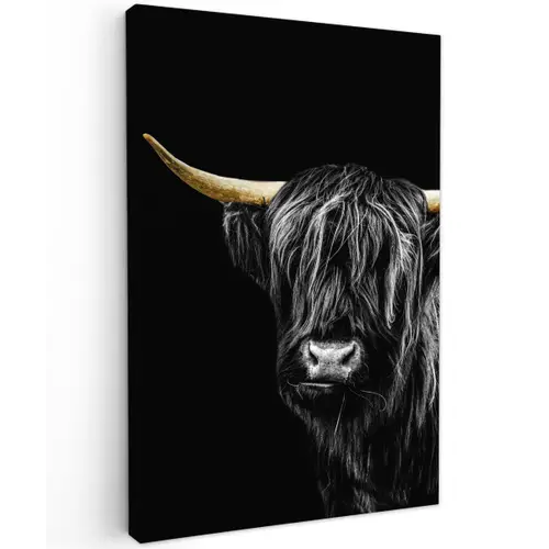 Schotse Hooglander - Goud - Zwart canvas 2cm klein -z3d
