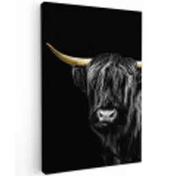 Schotse Hooglander - Goud - Zwart canvas 2cm klein -z3d