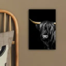 Schotse Hooglander - Goud - Zwart canvas 2cm klein -sfeer3