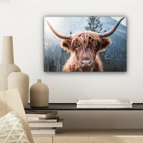 Schotse hooglander - Bergen - Portret canvas 2cm klein -sfeer6