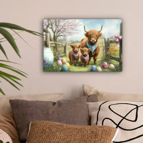 Schotsehooglanders - Paaseieren - Lente canvas 2cm klein -sfeer1