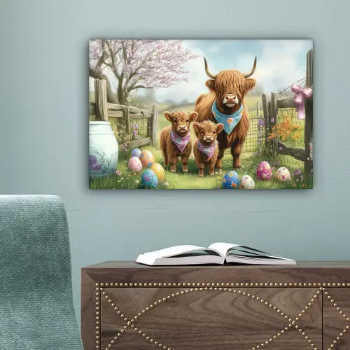 Schotsehooglanders - Paaseieren - Lente canvas 2cm klein -sfeer4
