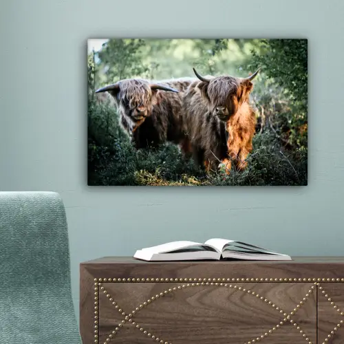 Schotse Hooglanders - Bos - Dieren canvas 2cm klein -sfeer4