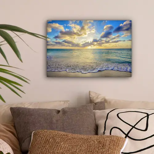 Zee - Strand - Wolken - Zon canvas 2cm klein -sfeer1
