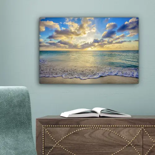 Zee - Strand - Wolken - Zon canvas 2cm klein -sfeer4