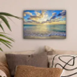 Zee - Strand - Wolken - Zon canvas 2cm klein -sfeer1