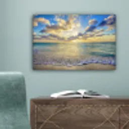 Zee - Strand - Wolken - Zon canvas 2cm klein -sfeer4